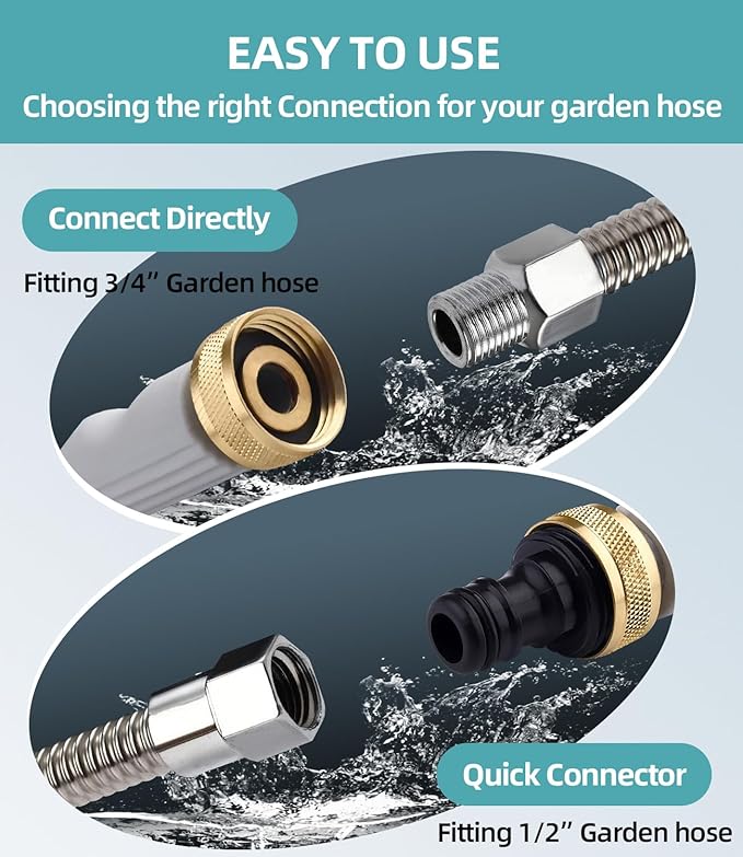 Jet Nozzle High Pressure Hose Nozzle, Hydro Jet High Pressure Washer Tools With 3 Different Nozzles, 3-In-1 High Pressure Power Wand, Hose Quick Connectors For Patio Car Pet Window Washing,Grey