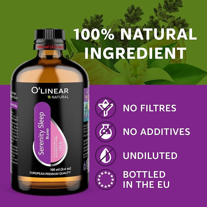 Natural Calm Serenity Sleep Essential Oil Blend - Pure Aromatherapy Oils for Dream and Relaxation, Perfect for Diffuser - Lavender, Orange, Sage and Neroli Essential Oils - Long Lasting Sleep Support