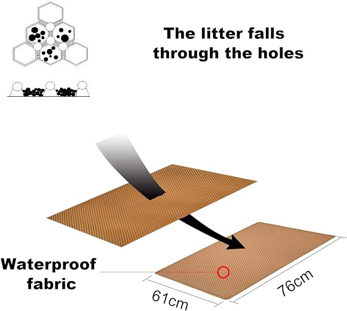 Pieviev Cat Litter Mat Double Layer Waterproof Urine Proof Trapping Mat 1 Pack (30''X24'', Brown)