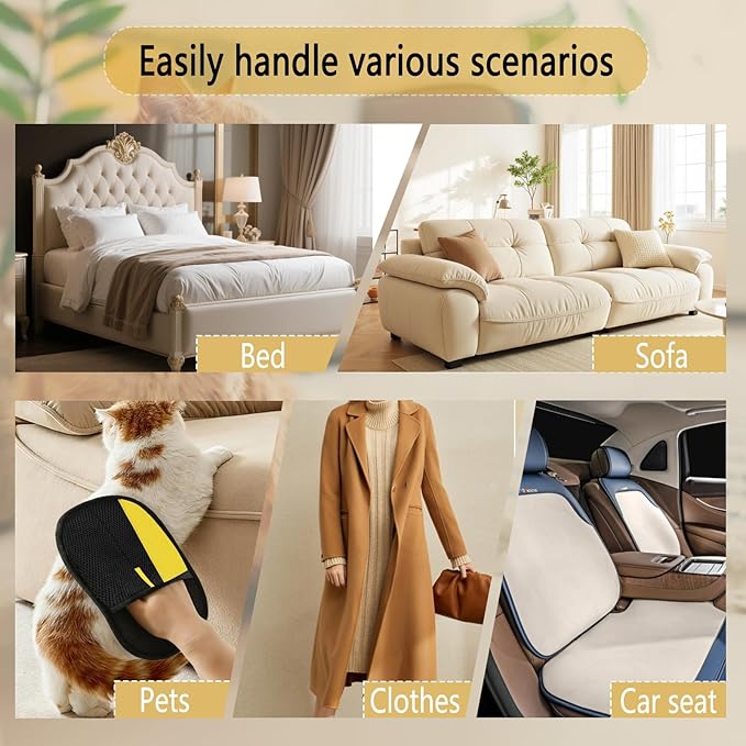 2 Pcs Electrostatic Pet Hair Removal Glove, 2025 Newly Magic Brush Pet Hair Remover for Dogs & Cats, Reusable Animal Fur Grooming Tool for Cleaning Hair on Furniture, Couch, Car Seats, Carpet
