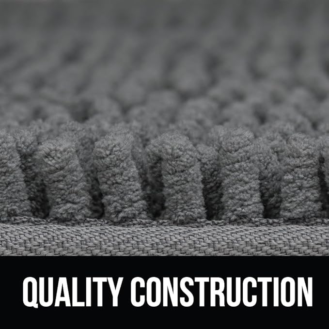 KANGAROO Bathroom Rugs, Chenille Soft Absorbent Bath Rug, Shaggy Shower Mat, Quick Dry Machine Wash Bathmat, Plush Carpet Mats for Tub, Bathtub and Room Home Decor Accessories, 30x20, Gray