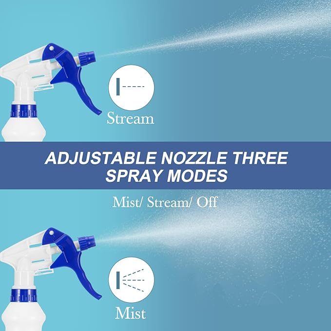 10 Pack Spray Bottles 16 oz Empty Water Spray Bottles for Cleaning Heavy Duty Refillable Squirt ‌Container with Measurements Adjustable Nozzle for Household(Blue)