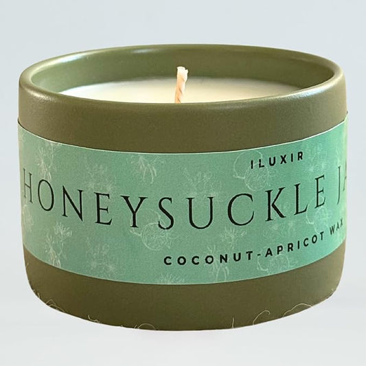 Honeysuckle Jasmine Candle – Fresh Floral Scented Candle with Lemon Violet & Wood, Organic Coconut Apricot Wax, Hand-Poured, Non-Toxic, Cruelty-Free, 5 oz for Home, Living Room & Office