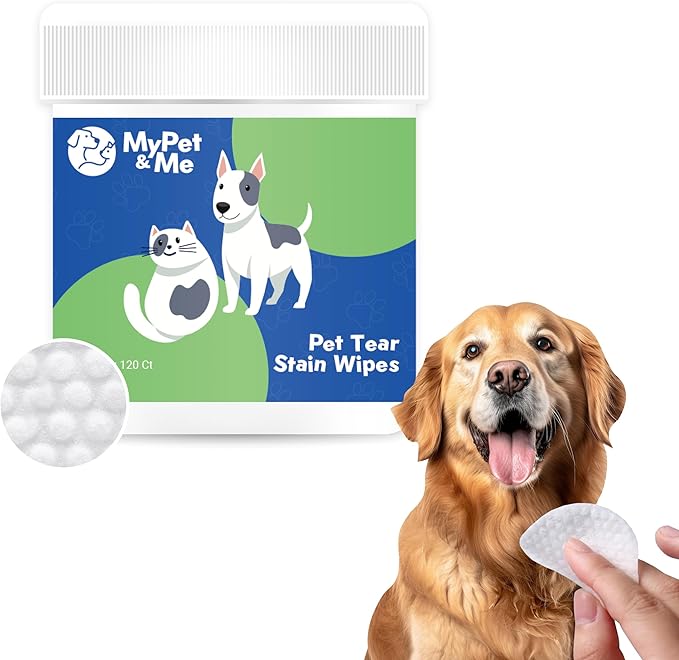 My Pet & Me Dog & Cat Eye Cleaning Wipes – 120 Ct | Tear Stain Remover | Natural Plant-Based Pet Wipes | Gentle Grooming Cloths for Daily Eye Care