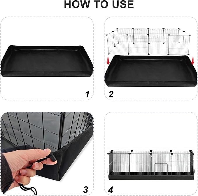 24" X 48" Guinea Pig Cage Line: Washable & Waterproof Bedding Pad for Rabbit or Bunny or Hamster, Reusable & Anti-Slip Cage Bottom Mat for Small Animals