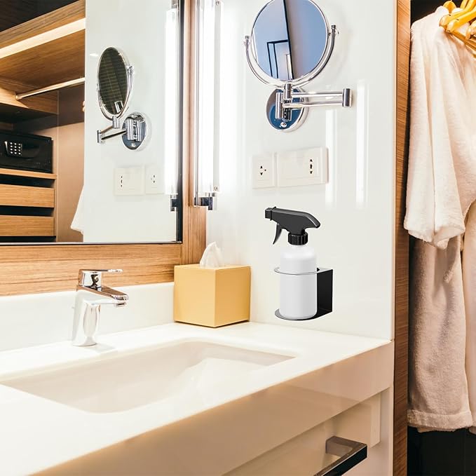 4 Pcs Spray Bottle Holder Brushed Stainless Steel Storage Rack Home Garage Solid Spray Can Holder Easy Install Wall Mount Craft Workspace Paint Bottle Rack with Hardware (Black)