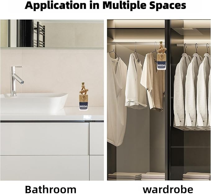 IKEDA Car Air Freshener, Essential Oil Diffuser for Car, Hanging Air Freshener Diffuser, 45+ days Long Lasting Fragrance, Includes: Dark Night and Coconut and New Car (10ml Pack of 3)