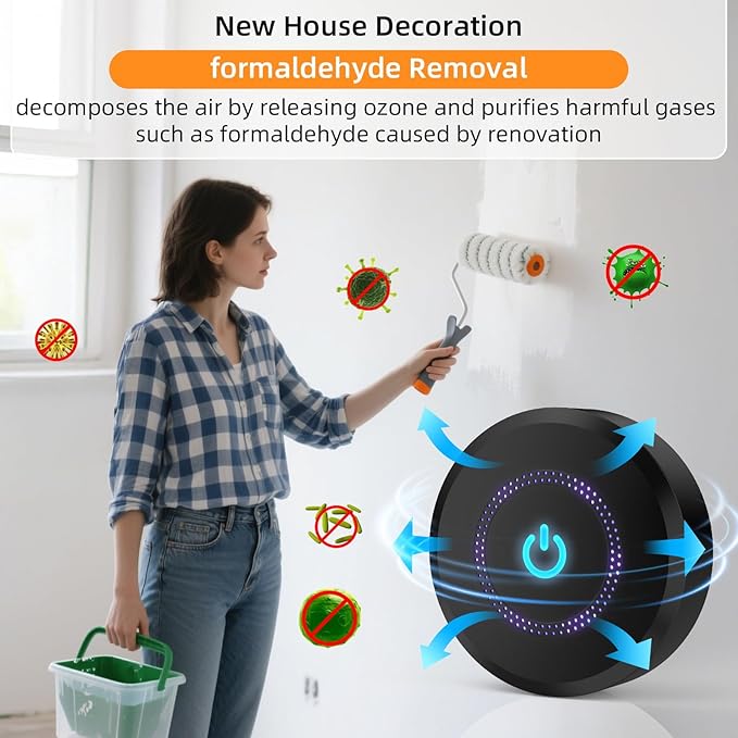 Ozone Odor Eliminator for Strong Odor 99% Cat Litter Deodorizer Dog Poof Odor Removal Air Ionizers for Home Portable Air Purifier Bedroom Toilet, Kitchen, Pets, Shoe, Smoke, Formaldehyde Air Freshener