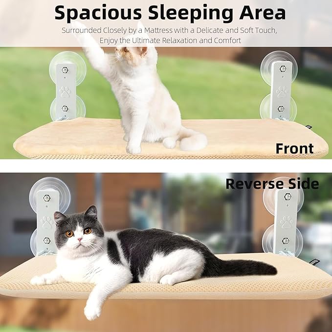 2PCS Replacement Cover for Cat Window Perch, L Size Cordless Cat Window Hammock Bed Accessories, Reversible Breathable/Warm Seat Cover for Inside (White, 23.6''L×11.8''W)