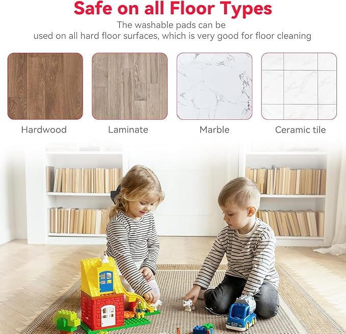 16.5 inch Microfiber Mop Pads for Rubbermaid Reveal Spray Mop and Any 16.5" Flat Mop - 6 Pack 13''-15'' Spray Mop Pad Reusable Washable Replacement Refills - Red & Grey