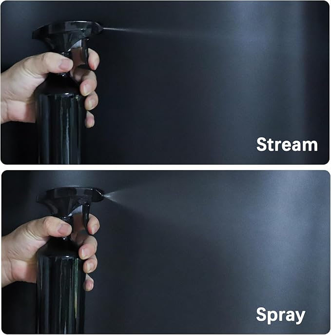 OFFIDIX Glass Spray Bottles for Cleaning,16 OZ 2 Pack Continuous Empty Water Mister Spray Bottles for Hair,Plants Mister,Adjustable Nozzle,Amber and Black