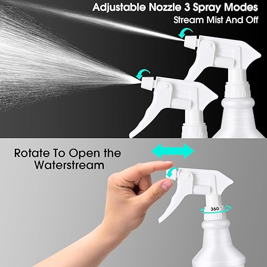 Yinder 18 Pcs 16 Oz Plastic Spray Bottle Bulk Empty Refillable Spray Bottles for Cleaning Solution Leak Proof Water Sprayer with Adjustable Nozzle Mist/Stream Mode(Black,White)
