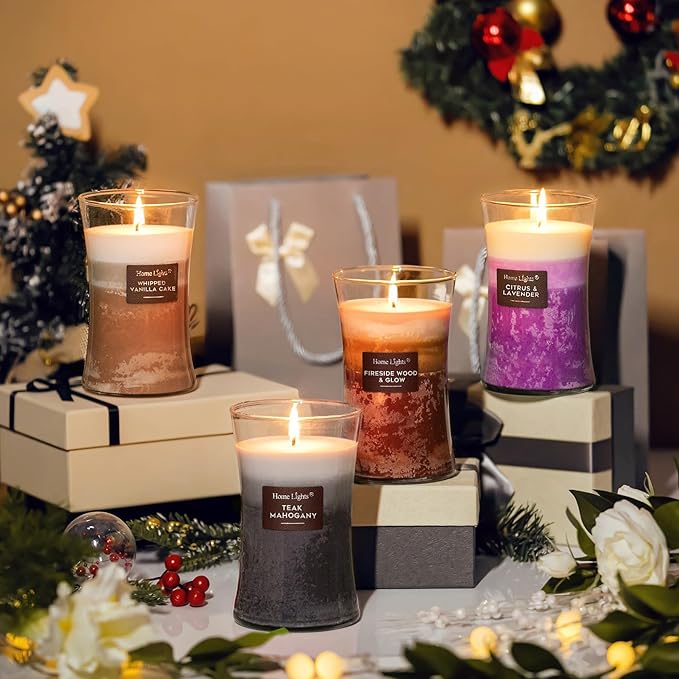 HomeLights 3-Layer Candles for Home Scented, 21.52 OZ Natural Soy Wax Scented Candles Burns Up to 100 Hours, Large Jar, Citrus & Lavender