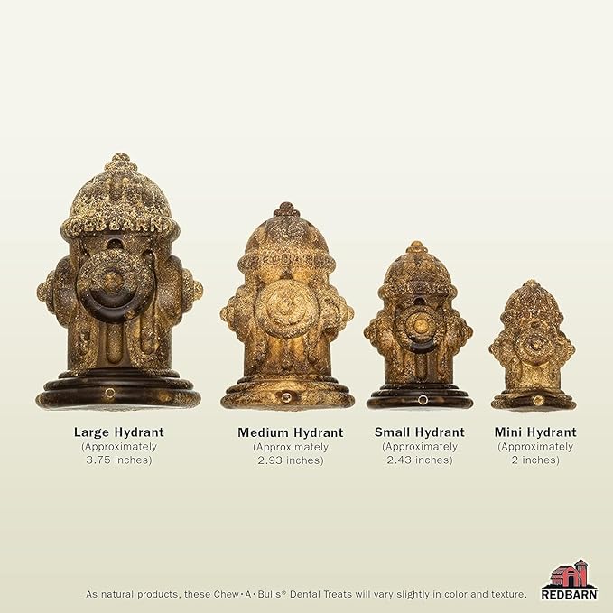 Redbarn Chew-A-Bulls, 24 Pack – Small Hydrant Shape Dog Dental Treats – Daily Oral Care with Fun Ridges & Grooves, All Natural Ingredients, Highly Digestible Chews & Low in Fat