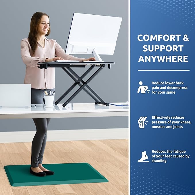 KitchenClouds Kitchen Mat Cushioned Anti Fatigue Rug 17.3"x28" Waterproof, Non Slip, Standing and Comfort Desk/Floor Mats for House Sink Office (Dark Green)