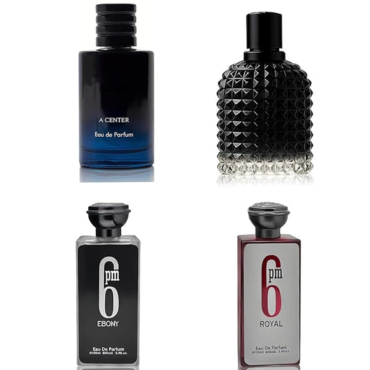 Men's Cologne Include 4 Variety Pack Perfume Gift Set- 3.4 Fl Oz Each Eau De Parfume Tobacco,Musk,Woody,Masculine Scent Long Lasting Fragrance(MilanoMR&Salva&6PMEB&6PMRO)