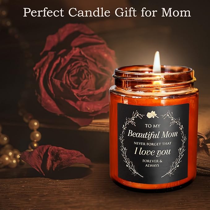 Candle Gifts for Mom from Son Daughter - Best Mothers Day, Love You, Birthday Gift for Her - Aromatherapy Relaxing Candle for Women, New Mom - Natural Soy Wax Jasmine Jar Candle for Home