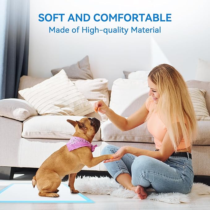 JollyMate Pet Pee Pads - Strong Absorption& Leak-Proof for Dogs - Puppy Pads - Super Absorbent, Waterproof, Quick-Dry, Unscented for Dogs and Cats, Rabbits (Pack of 100-13x18)