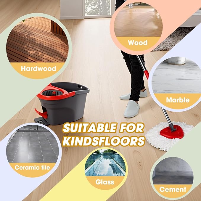 3 Pack Mop Heads Replacements, Spin Mop Replacement Heads Compatible O-Ceda EasyWring 1-Tank System, Microfiber Mop Refills, Easy Cleaning Mop Replace Head