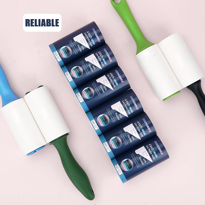 4 inch Lint Roller Refills Only Compatible with Evercare Extra Sticky Pet Hair Remover Lint Rollers, 50% More Pickup, 60 Sheets Each Refill, 6 Pack, 360 Sheets Total (1 1/2'' Inside Dia.)