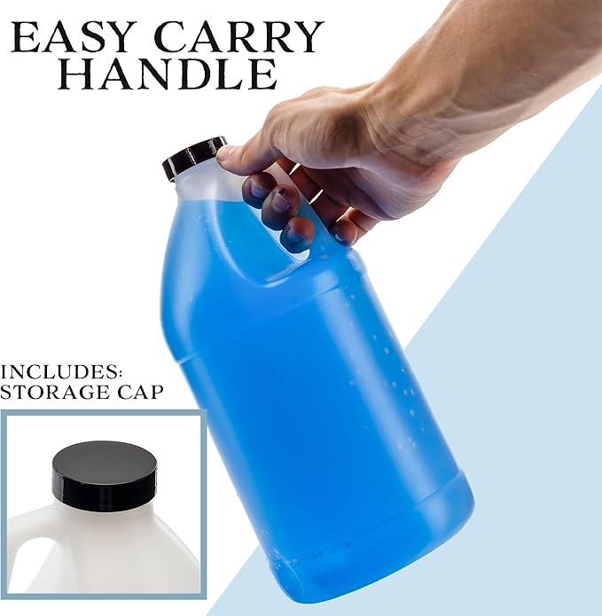 Cornucopia Brands Half Gallon Plastic Jug w/Pump; 64-Ounce/2 Quart Bottle w/Lotion & Liquid Pump Top for DIY Hot Sauce, Liquid Soap, Etc, Storage Lid Included