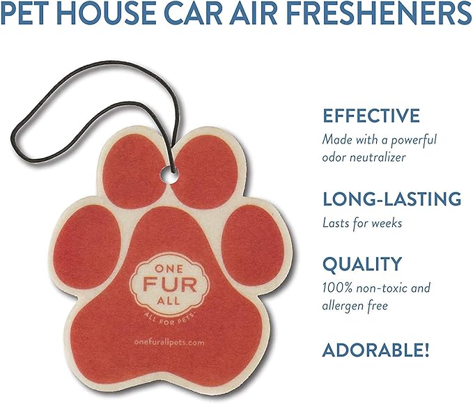 One Fur All Pet House Car Air Freshener - Fresh Citrus/Ruby Red Grapefruit Pack of 4 - Non-toxic Car Air Freshener - Pet-Friendly Air Freshener For Small Spaces & Car - Odor Eliminating Air Freshener