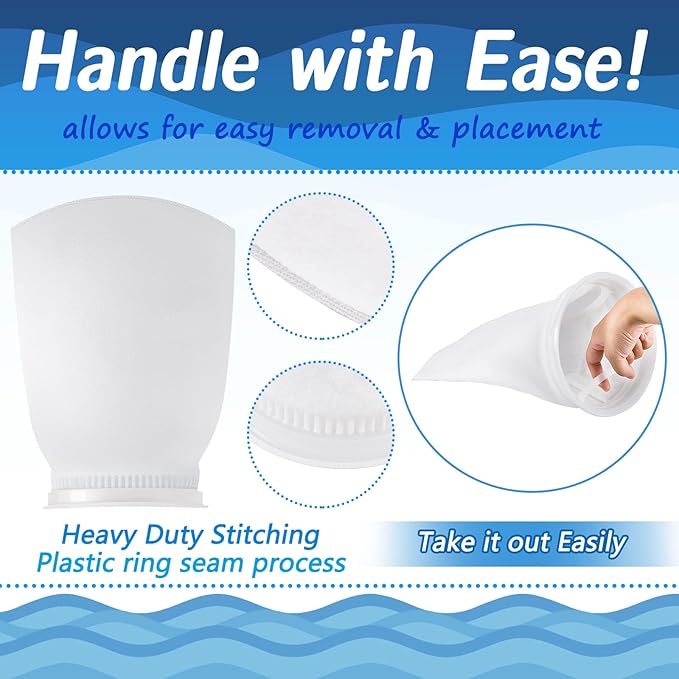 Jecery 16 Pack Ring Filter Socks 200 μm Aquarium Filter Bags Aquarium Socks for Tank Sump Saltwater Freshwater(12 × 7 inches)