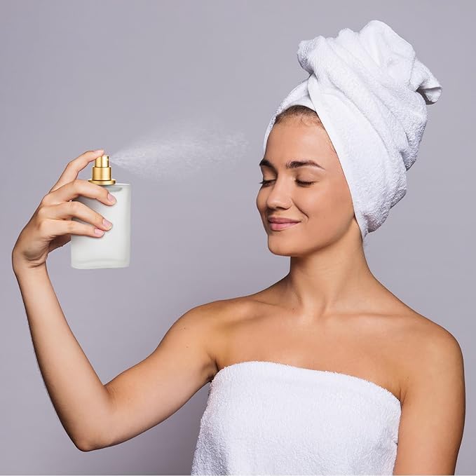 Tessco for you 6 Pcs 100ml / 3.4 Ounces Frosted Glass Bottle Perfume Atomizer refillable Spray Empty Perfume Dispenser Fine Mist Atomizer Cosmetic Container for Travel Men Women(Gold)