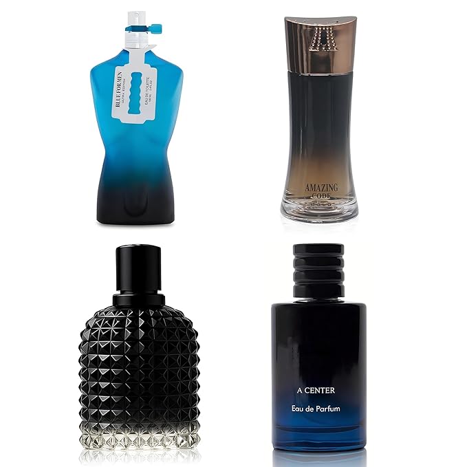 Men's Cologne Include 4 Variety Pack Perfume Gift Set- 3.4 Fl Oz Each Eau De Parfume Tobacco,Musk,Woody,Masculine Scent Long Lasting Fragrance(Bundle O)