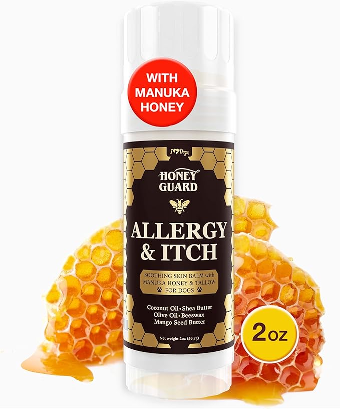 iHeartDogs Honey Guard Allergy & Itch Relief Dog Healing Balm for Paw, Nose & Skin - Hot Spot & Dry Skin Soother with Manuka Honey, Tallow, Shea Butter & Mango Seed Oil - 2oz