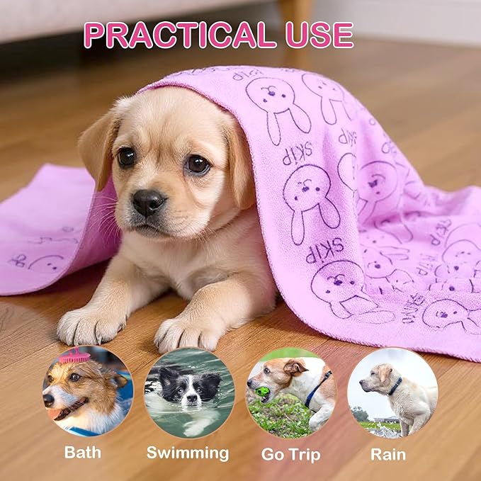 12 Pcs Microfiber Dog Towels for Drying Dogs, 20 x 40 Inch Quick Dry Absorbent Pet Towels for Dogs, Puppy Cat Bathing Grooming Travel Supplies (12 Colors)