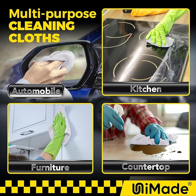 Microfiber Cleaning Cloth, 24 Pack Soft Towel for Cars Bulk Shop Towels Absorbent Car Wash Rags for Automotive Bar Mechanic Restaurant Garage Housekeeping, 11.5"x 11.5", White