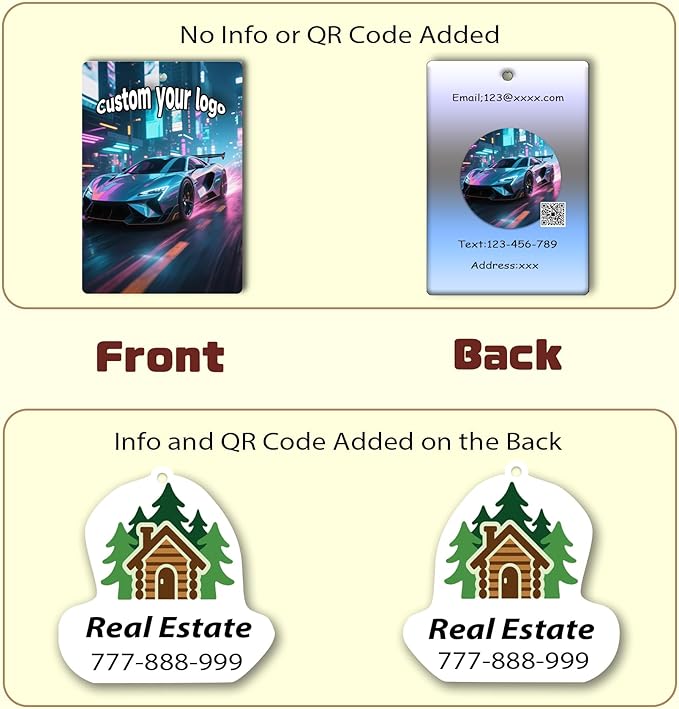 10-1000Pcs Custom Logo Car Air Fresheners Bulk, Custom Air Fresheners with Picture Double Sided, Personalized Air Freshener for Car, Suitable for Custom Gifts for Branding Business Events (Rectangle)