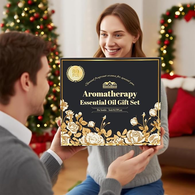 80 Pcs Pure Essential Oils for Diffusers for Home, Skin, Candle and Soap Making, 80 Scents - Tea Tree, Lavender, Lemon, Peppermint, Eucalyptus, Cinnamon, Rose and More, Aromatherapy Oils(80 * 5ML)