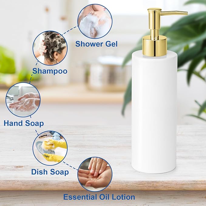Ceramic Soap Dispenser 11.8oz Liquid Ceramic Soap Pump Dispenser for Bathroom, Refillable Dish Soap Dispenser for Kitchen