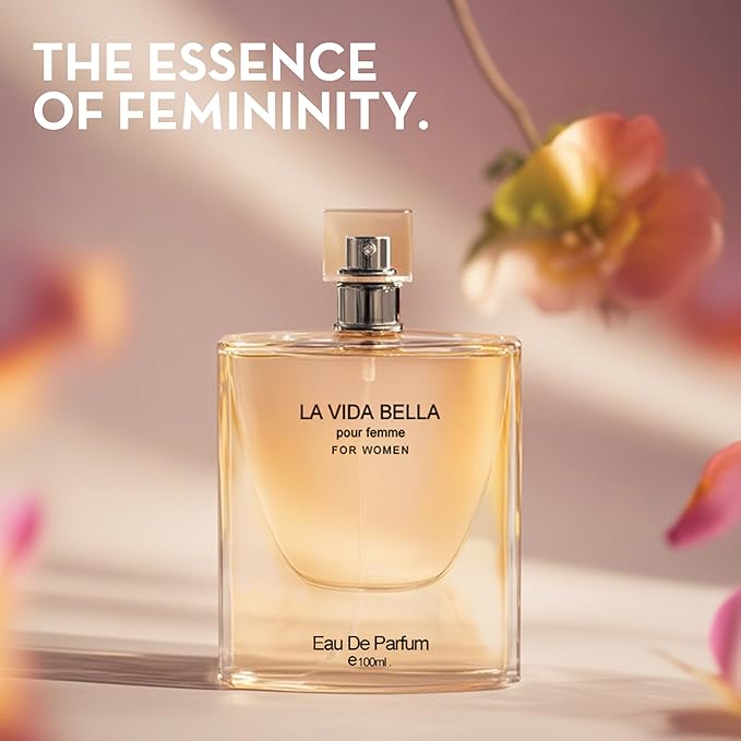 4PCS Perfume Set for Women - Floral Fragrance Gift Set with Vanilla,Sweet Fruity Eau De Parfume 3.4 Fl Oz Each(La Vida Bella,La Vida Bella Crystal,La Vida Bella Ext,Choco Musk)