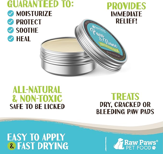 Raw Paws Paw Wax for Dogs & Nose Balm - Value Size (4-Ounce) - Paw Cream & Wax for Dry, Cracked Pads & Snouts - Dog Paw Balm - Paw Soother for Cats - Horse Hoof Care - Nose Butter for Bulldogs