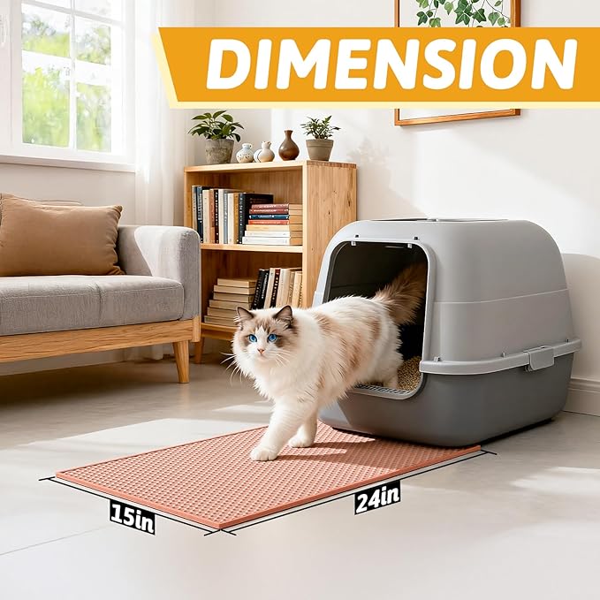 Pieviev Cat Litter Mat Double Layer Waterproof Urine Proof Trapping Mat 1 Pack (Red, 24x15 Inch (Pack of 1))