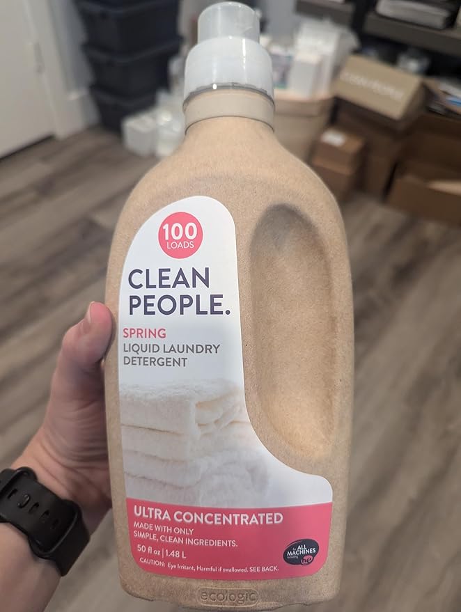 The Clean People Liquid Laundry Detergent - Recyclable Packaging, Stain Fighting - Ultra Concentrated, Laundry Soap - Spring Scent, 50 fl oz (2 Pack)