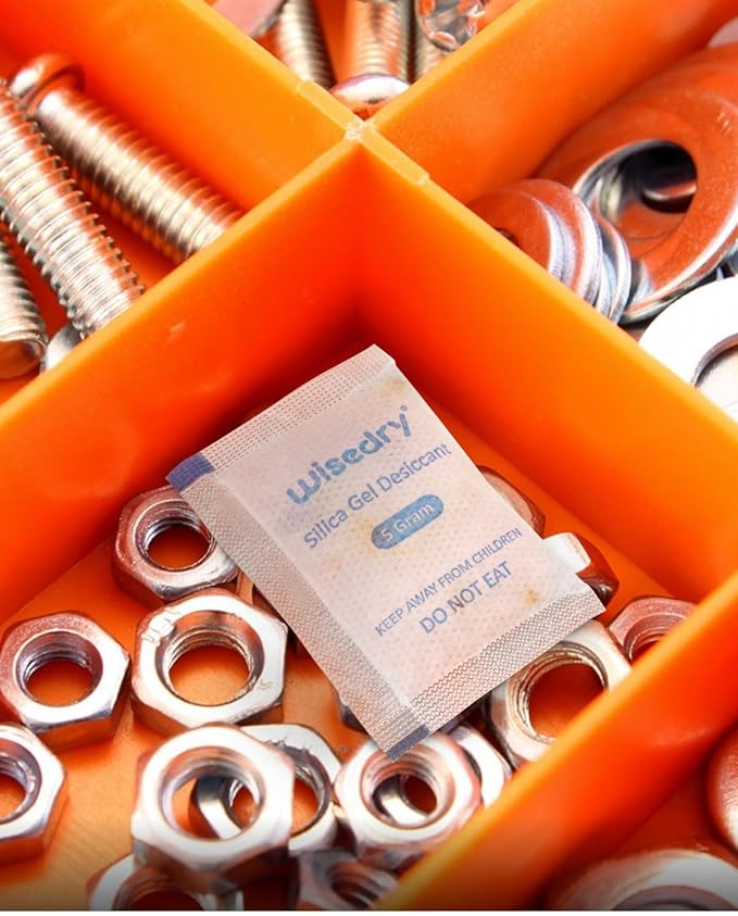 5 Gram [60 Packs] Food Grade Silica Gel Packs Rechargeable Desiccant Dehumidifiers Pouches with Color Indicating Beads Reusable Moisture Absorbers for Food Storage