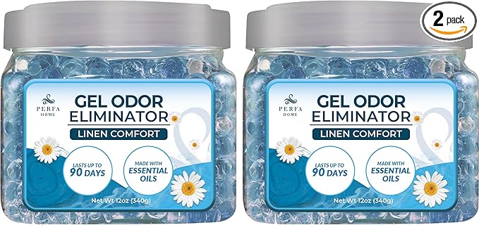 Scented Gel Air Freshener | (Pack of 2) Linen Comfort Gel Air Fresheners for Home, Office, and Small Spaces | Lasts 90 Days for Improved Home Fragrance | Essential House Air Freshener by Perfa