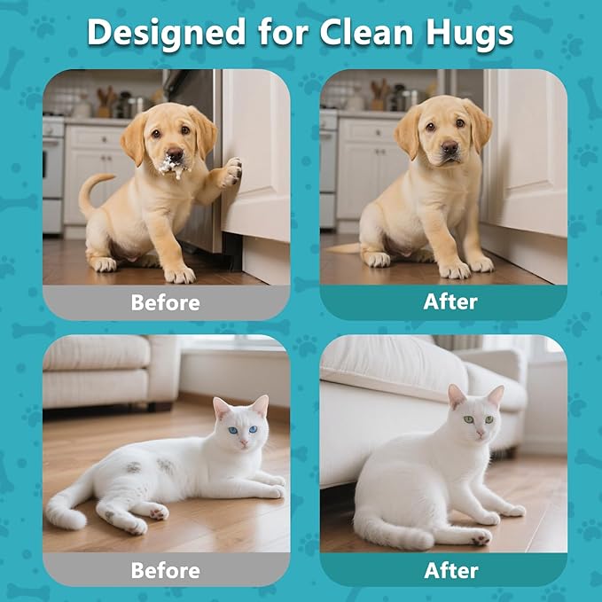 24PCS Unscented Extra Thick Pet Glove Wipes for Dogs & Cats, Dog Cat Washing Cleaning Gloves, Dog Grooming Bath Gloves for Daily Care and Traveling, Rinse Free