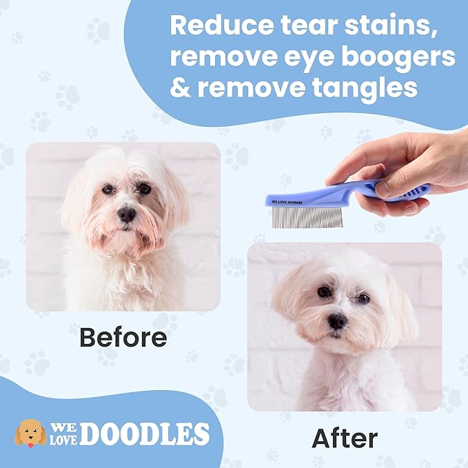 We Love Doodles Flea Comb for Dogs and Dog Cologne & Perfume | Dog Face Comb | Fine Tooth Tear Stain Remover Metal Comb | Odor Eliminator Spray Puppies | Long Lasting After Bath | MADE in USA