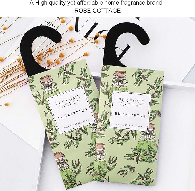 ROSE COTTAGE Large 12 Packs Eucalyptus Hanging Closet Air Freshener Scented Sachets Long Lasting Smell Goods