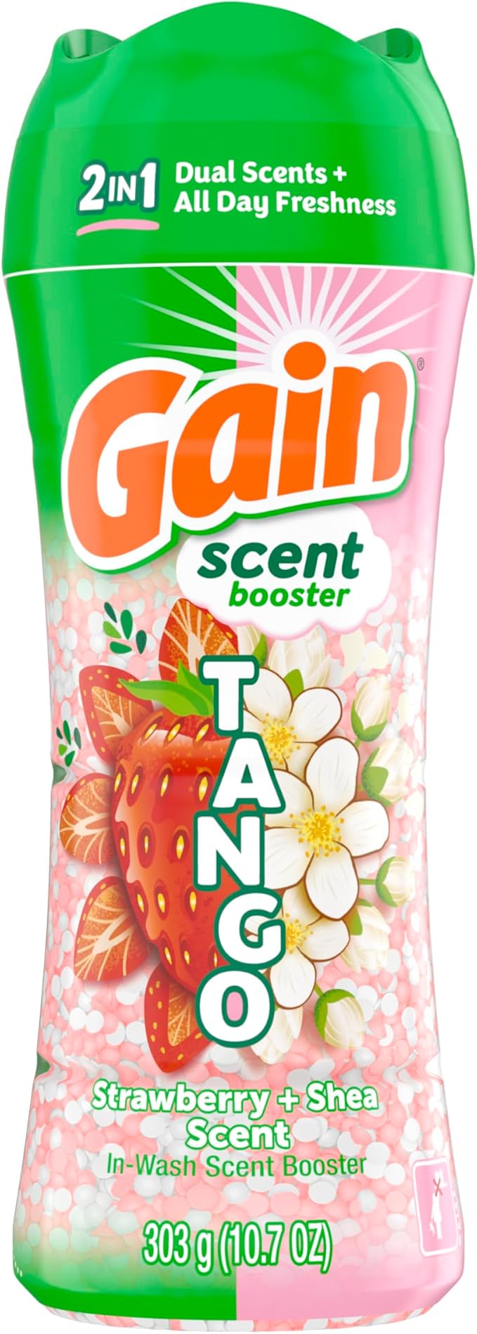 Gain Tango 2-in-1 Laundry Scent Booster Beads, Strawberry and Shea Scent, 10.7 oz, Laundry Beads with Dual Scents Plus All Day Freshness