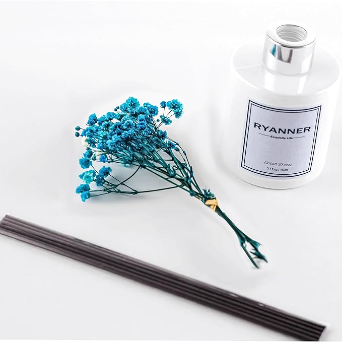 Reed Diffuser Set,5.1 fl oz Ocean Breeze Scent Diffuser with Sticks Home Fragrance Reed Diffuser with Essential Oil for Bathroom Shelf Decor&Air Freshener,Home Bathroom Office Decor & Gifts