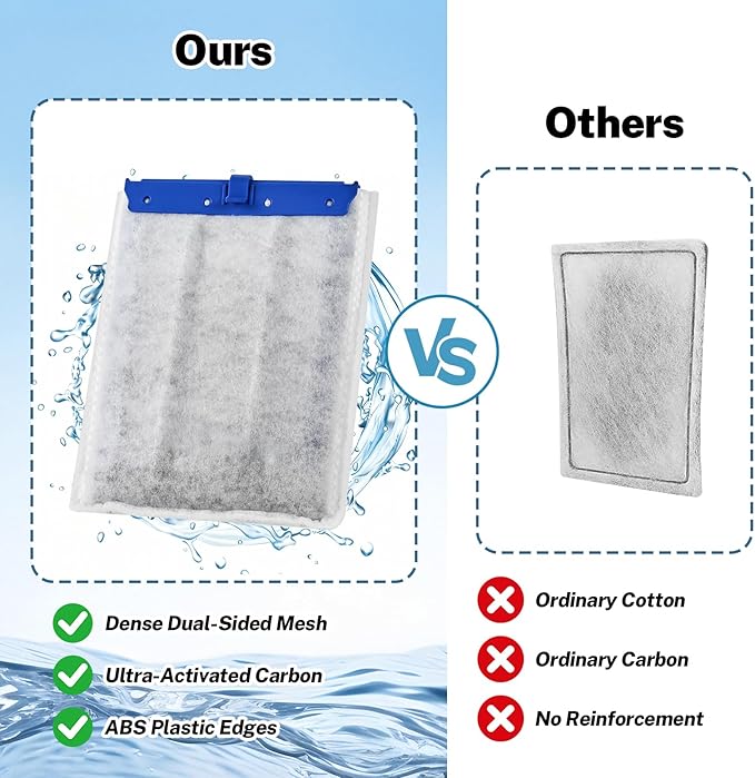 16 Pack Large Filter Cartridges for Tetra Whisper Bio-Bag Filters, Aquarium Replacement Filter Cartridges for Whisper 20i/40i, IQ20/30/45/60, PF20/30/40/60 and Repto Filter