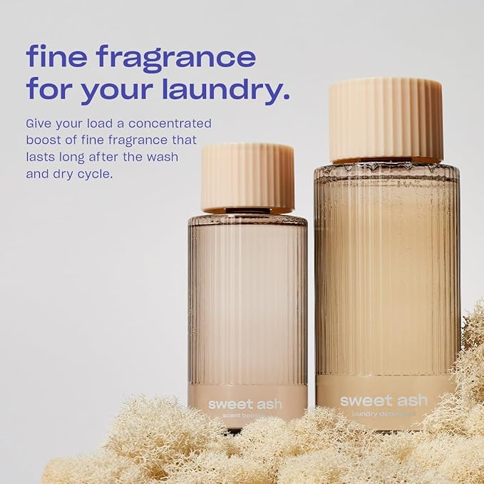 Snif Sweet Ash Laundry Detergent & Scent Booster Starter Pack – Long-Lasting Woodsy Amber Scent, Premium Non-Toxic Laundry Set, HE Safe, Non-Irritating (16oz + 8.5oz)