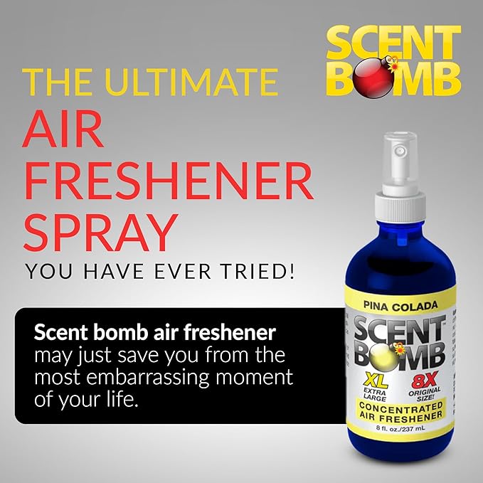 Scent Bomb Pina Colada Air Freshener Spray, Long-Lasting Odor Eliminator for Home & Car
