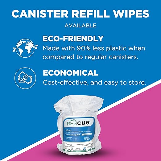 REScue Canister Wipes & RTU 32oz Disinfectant – Disinfectant Cleaner for Vet Use, Designed to Clean Kennels, Litter Boxes & More